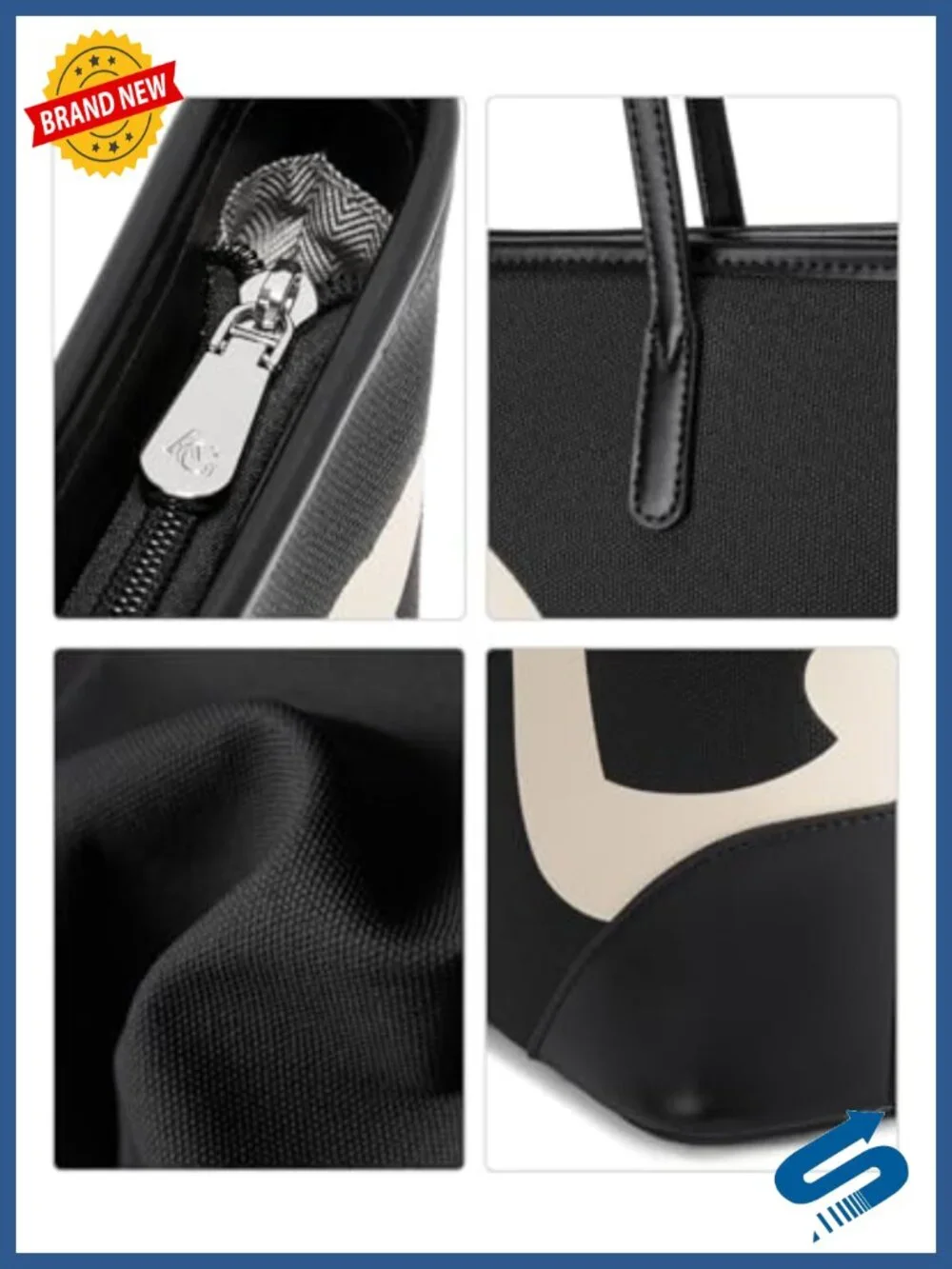 Women's Vegan Leather Tote Bag with Zipper, Work & Commute Shoulder Handbag,